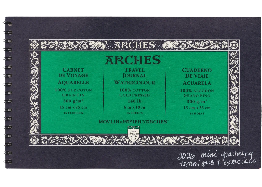 Arches Travel Journal Watercolour sketchbook cover — 2026 mini painting techniques & exercises